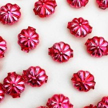 7 Medium Pink Fancy Flower Blown Glass Beads .625" ~ Czech Republic