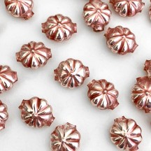 7 Pearl Rose Pink Fancy Flower Blown Glass Beads .625" ~ Czech Republic