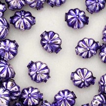 7 Light Purple Fancy Flower Blown Glass Beads .625" ~ Czech Republic