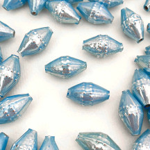 6 Pearl Light Blue Classic Barrel Glass Beads 1" ~ Czech Republic