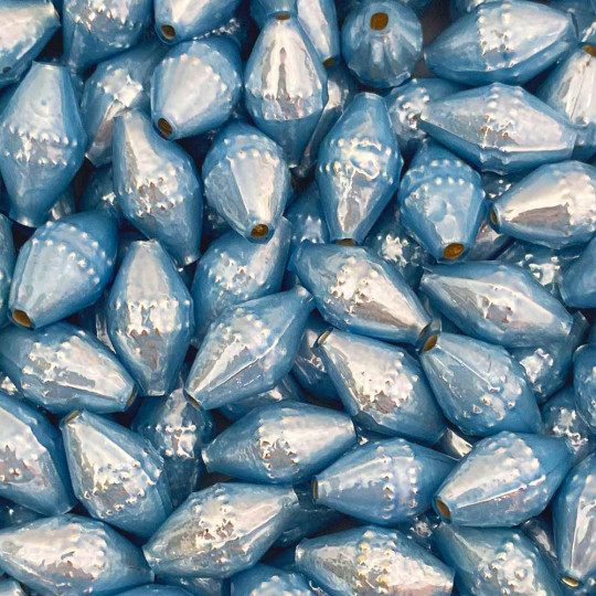 6 Pearl Light Blue Classic Barrel Glass Beads 1" ~ Czech Republic