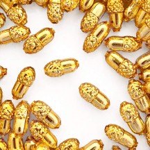 6 Gold Acorn Blown Glass Beads .75" ~ Czech Republic