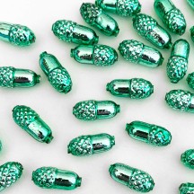 6 Light Green Acorn Blown Glass Beads .75" ~ Czech Republic