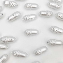 6 Matte White Acorn Blown Glass Beads .75" ~ Czech Republic