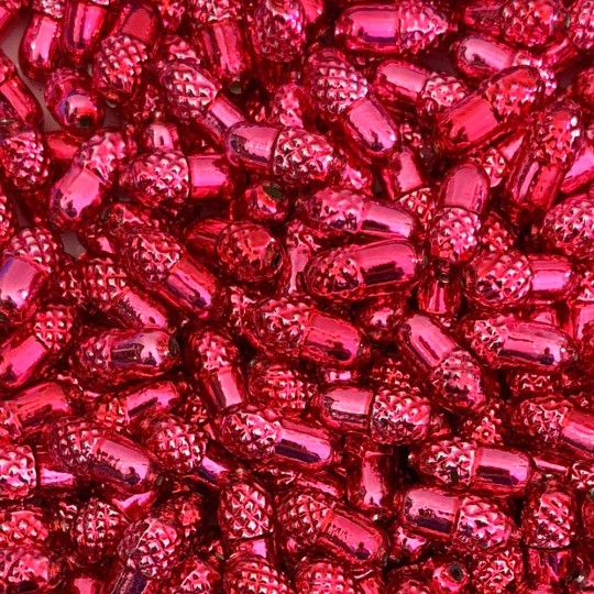 6 Medium Pink Acorn Blown Glass Beads .75" ~ Czech Republic