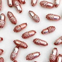 6 Pearl Rose Pink Acorn Blown Glass Beads .75" ~ Czech Republic