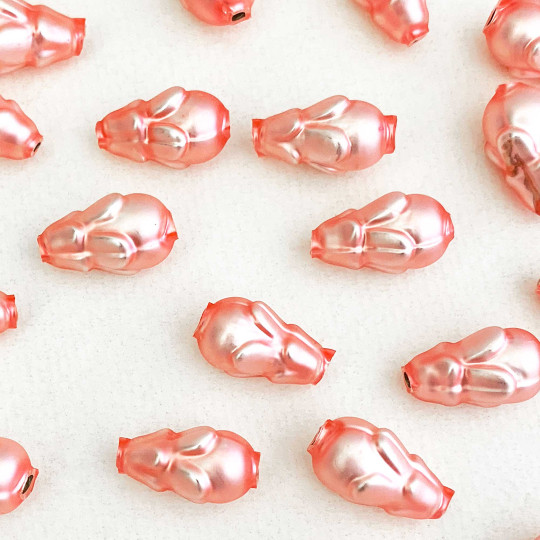 6 Matte Light Pink Flower Bud Blown Glass Beads .75" ~ Czech Republic