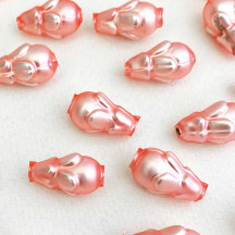 6 Matte Light Pink Flower Bud Blown Glass Beads .75" ~ Czech Republic