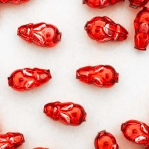 6 Red Flower Bud Blown Glass Beads .75" ~ Czech Republic