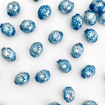 8 Pearl Light Blue Round Indent Blown Glass Beads .5" ~ Czech Republic