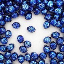 10 Blue Fancy Round Blown Glass Beads .5" ~ Czech Republic