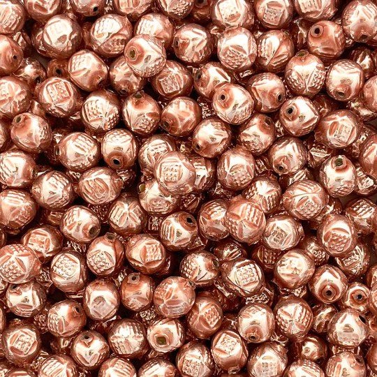 10 Pearl Rose Pink Fancy Round Blown Glass Beads .5" ~ Czech Republic