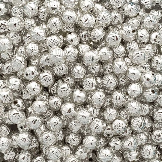 10 Silver Fancy Round Blown Glass Beads .5" ~ Czech Republic