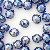 6 Light Blue Faceted Ball Blown Glass Beads 18mm ~ Czech Republic