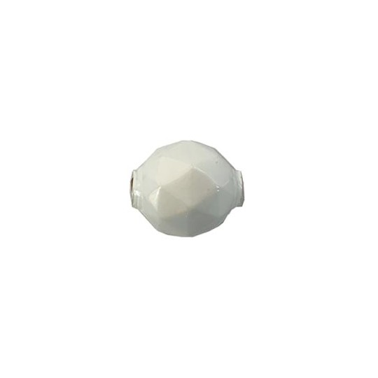 6 Glossy White Faceted Ball Blown Glass Beads 18mm ~ Czech Republic