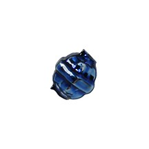 7 Blue Fancy Banded Round Glass Beads .5" ~ Czech Republic