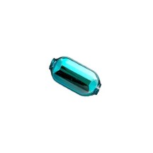 8 Aqua Emerald Cut Blown Glass Beads .875" ~ Czech Republic