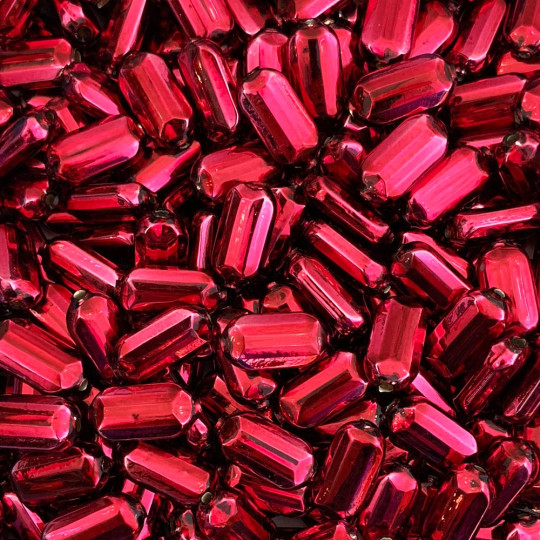 8 Blackberry Emerald Cut Blown Glass Beads .875" ~ Czech Republic