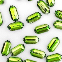 8 Lime Green Emerald Cut Blown Glass Beads .875" ~ Czech Republic