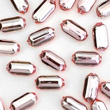 8 Light Pink Emerald Cut Blown Glass Beads .875" ~ Czech Republic