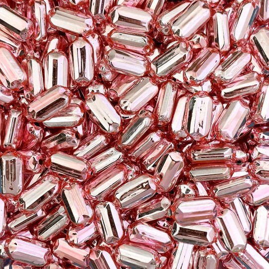 8 Light Pink Emerald Cut Blown Glass Beads .875" ~ Czech Republic