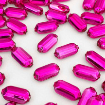 8 Hot Pink Emerald Cut Blown Glass Beads .875" ~ Czech Republic