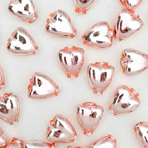 7 Light Pink Heart Blown Glass Beads .625" ~ Czech Republic