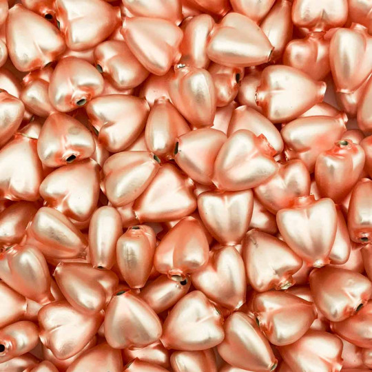 7 Matte Light Pink Heart Blown Glass Beads .625" ~ Czech Republic