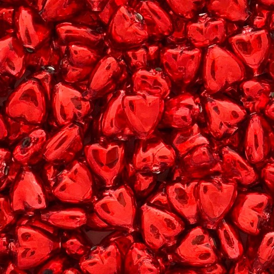 7 Red Heart Blown Glass Beads .625" ~ Czech Republic