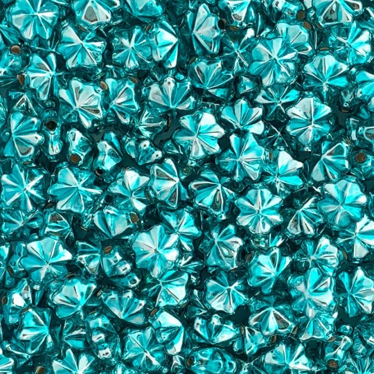 6 Aqua Blue 14mm Star Starburst Blown Glass Garland Beads