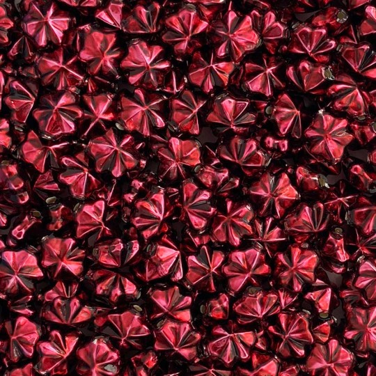 6 Burgundy 14mm Star Starburst Blown Glass Garland Beads