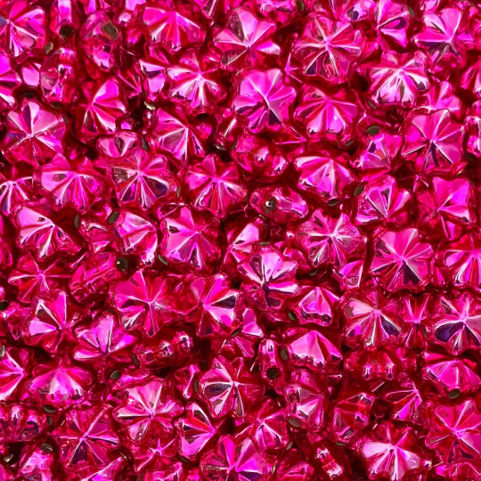 6 Hot Pink 14mm Star Starburst Blown Glass Garland Beads