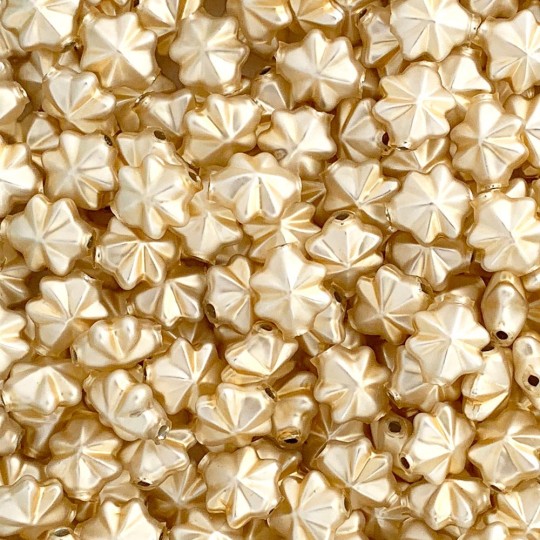 6 Matte Champagne 14mm Star Starburst Blown Glass Garland Beads