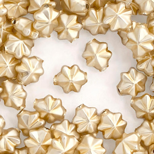 6 Matte Champagne 14mm Star Starburst Blown Glass Garland Beads