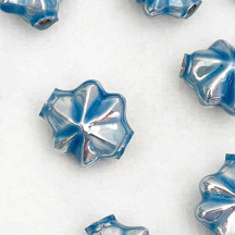 6 Pearl Light Blue 14mm Star Starburst Blown Glass Garland Beads