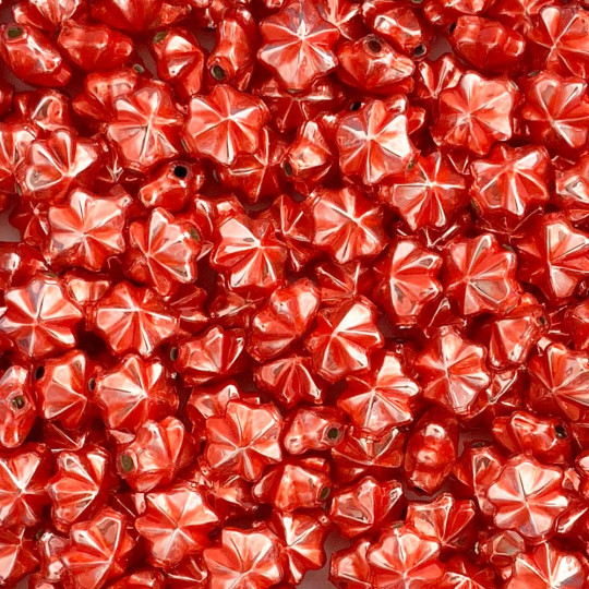 6 Pearl Coral 14mm Star Starburst Blown Glass Garland Beads