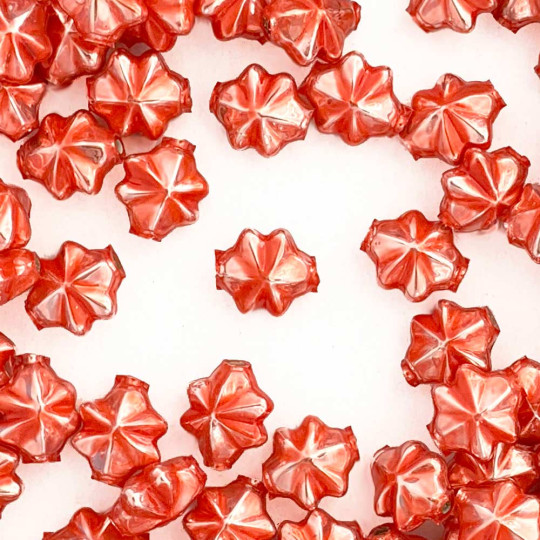 6 Pearl Coral 14mm Star Starburst Blown Glass Garland Beads
