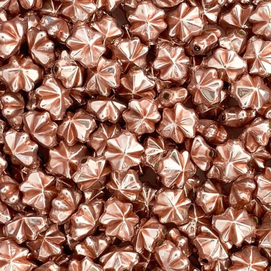 6 Pearl Rose Pink 14mm Star Starburst Blown Glass Garland Beads