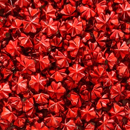 6 Red 14mm Star Starburst Blown Glass Garland Beads