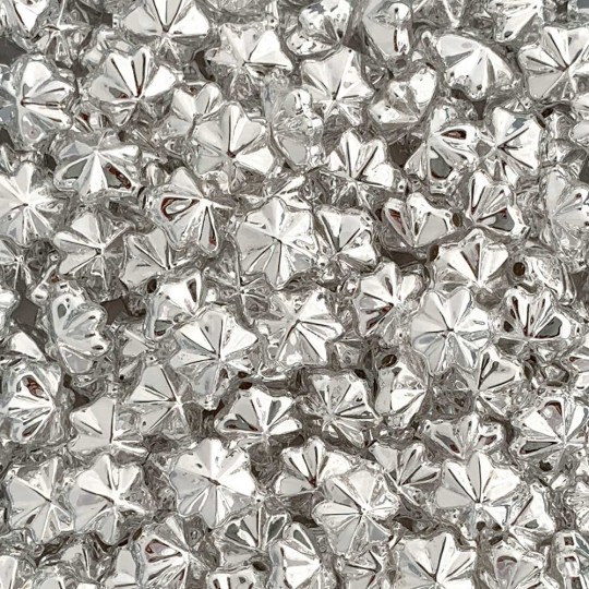 6 Silver 14mm Star Starburst Blown Glass Garland Beads