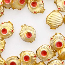 5 Gold and Pearl Coral Extra Fancy Blown Glass Beads .875" ~ Czech Republic