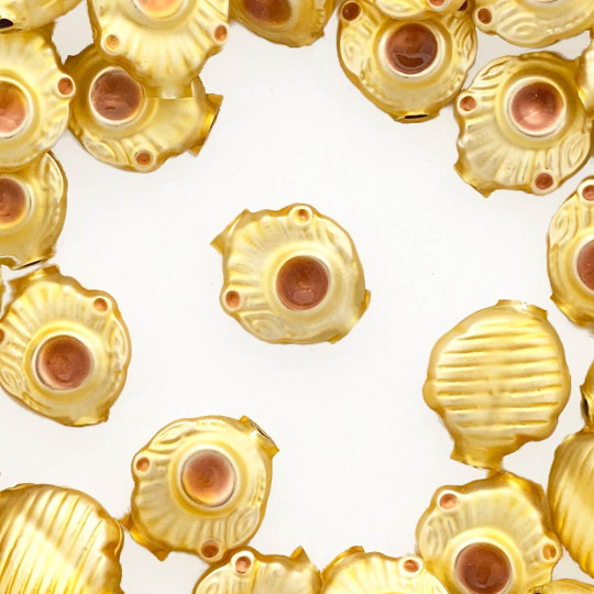 5 Gold and Pearl Rose Pink Extra Fancy Blown Glass Beads .875" ~ Czech Republic