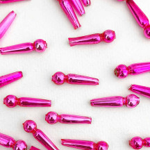 8 Hot Pink Long Round Drop Glass Beads 1" ~ Czech Republic