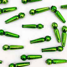 8 Lime Green Long Round Drop Glass Beads 1" ~ Czech Republic