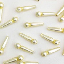 8 Matte Palest Yellow Long Round Drop Glass Beads 1" ~ Czech Republic