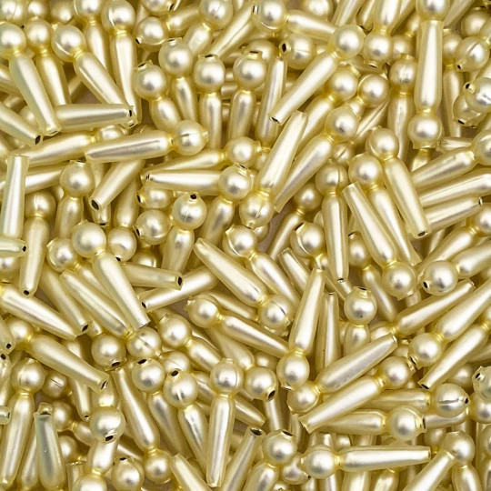 8 Matte Palest Yellow Long Round Drop Glass Beads 1" ~ Czech Republic