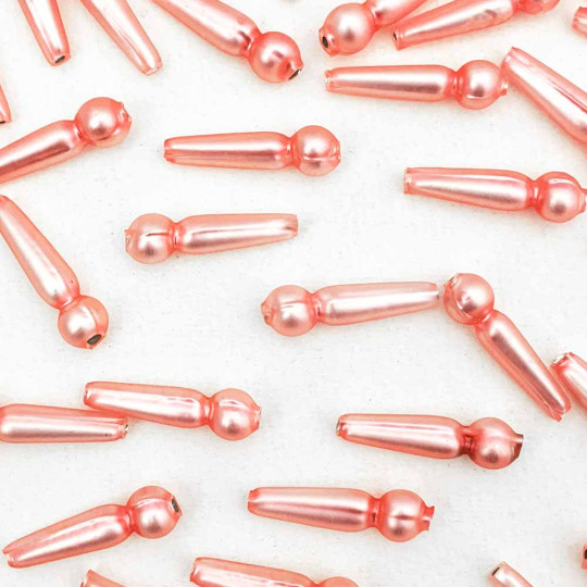 8 Matte Light Pink Long Round Drop Glass Beads 1" ~ Czech Republic