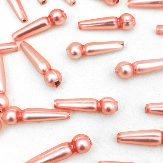 8 Matte Light Pink Long Round Drop Glass Beads 1" ~ Czech Republic