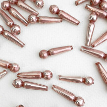 8 Pearl Rose Pink Long Round Drop Glass Beads 1" ~ Czech Republic