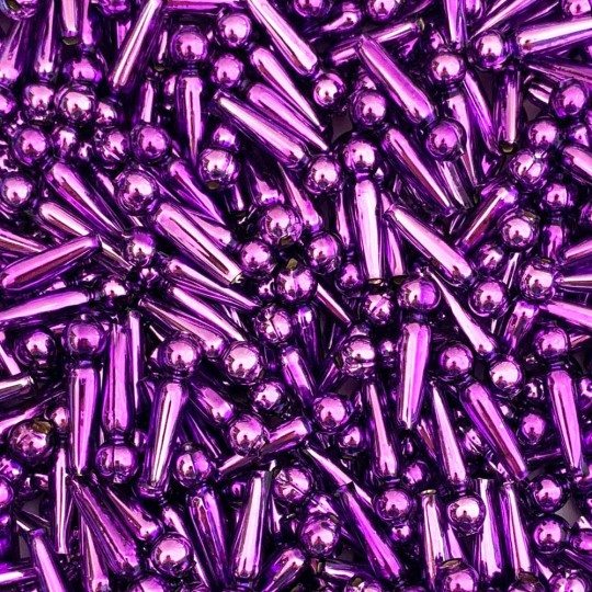 8 Violet Purple Long Round Drop Glass Beads 1" ~ Czech Republic